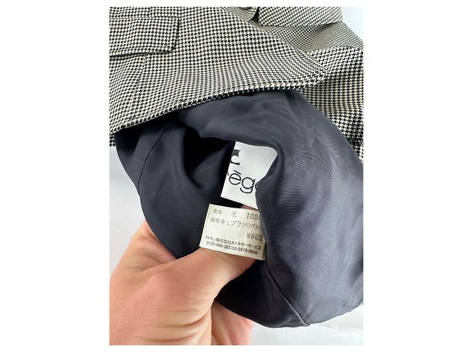Vintage Courreges Wollkarierter Blazer / Grau Schwarz M - Ansicht 10