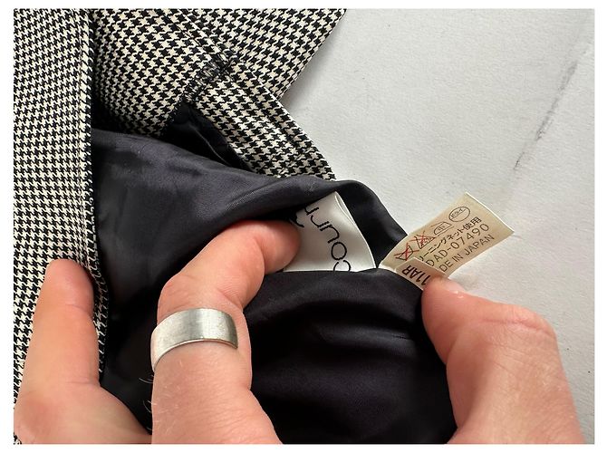 Vintage Courreges Wollkarierter Blazer / Grau Schwarz M - Ansicht 11