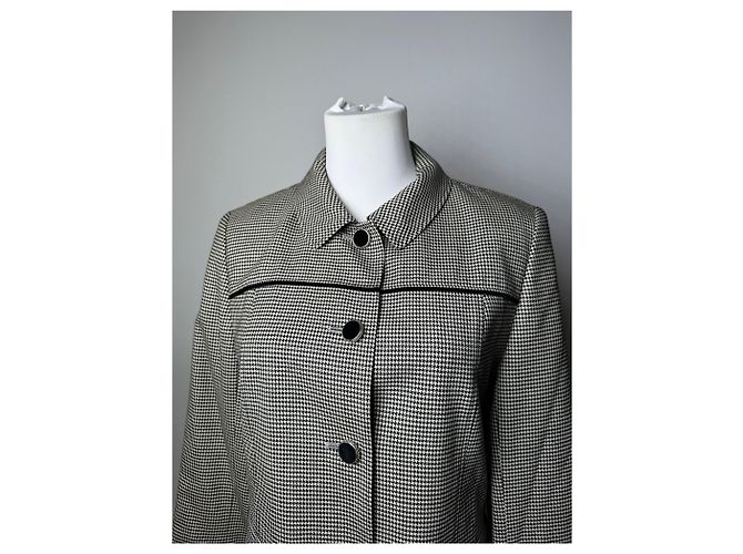 Vintage Courreges Wollkarierter Blazer / Grau Schwarz M - Ansicht 12