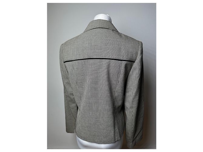 Vintage Courreges Wollkarierter Blazer / Grau Schwarz M - Ansicht 13