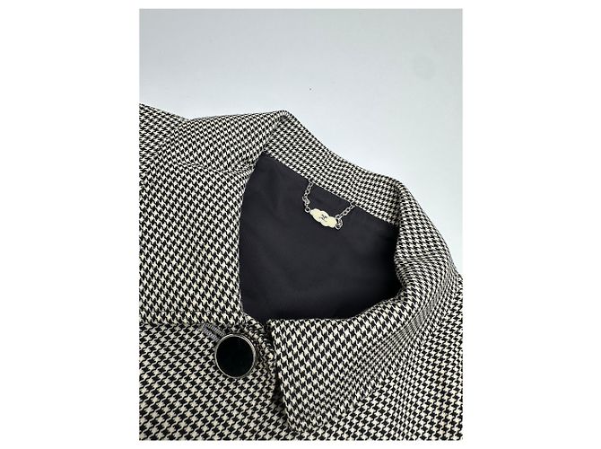 Vintage Courreges Wollkarierter Blazer / Grau Schwarz M - Ansicht 6