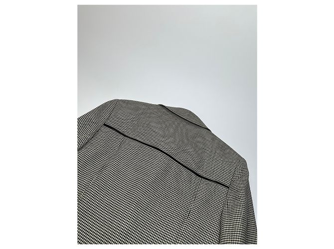 Vintage Courreges Wollkarierter Blazer / Grau Schwarz M - Ansicht 8