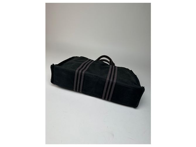 Vintage Hermès Canvas Tote Bag Schwarz - Ansicht 12
