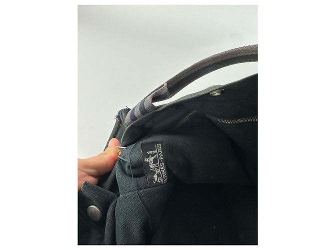 Vintage Hermès Canvas Tote Bag Schwarz - Ansicht 4
