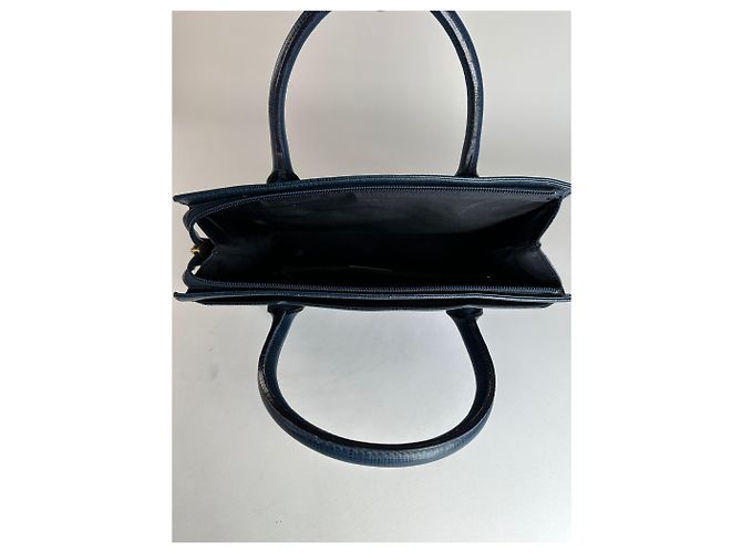 Vintage Courreges Lederhandtasche Blau - Ansicht 10