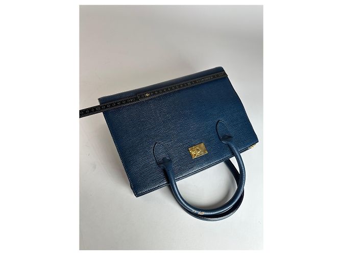 Vintage Courreges Lederhandtasche Blau - Ansicht 14