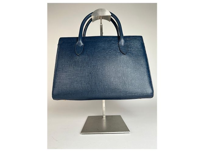 Vintage Courreges Lederhandtasche Blau - Ansicht 2
