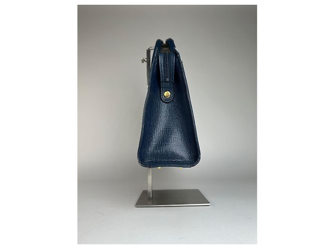 Vintage Courreges Lederhandtasche Blau - Ansicht 3