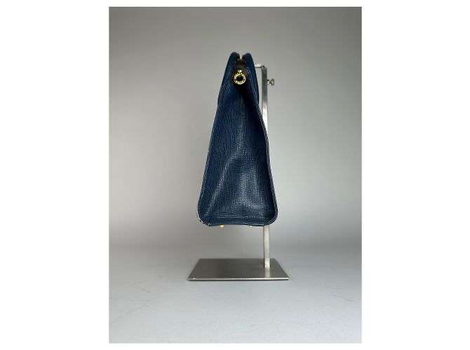 Vintage Courreges Lederhandtasche Blau - Ansicht 5