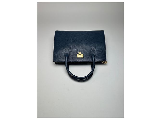 Vintage Courreges Lederhandtasche Blau - Ansicht 6