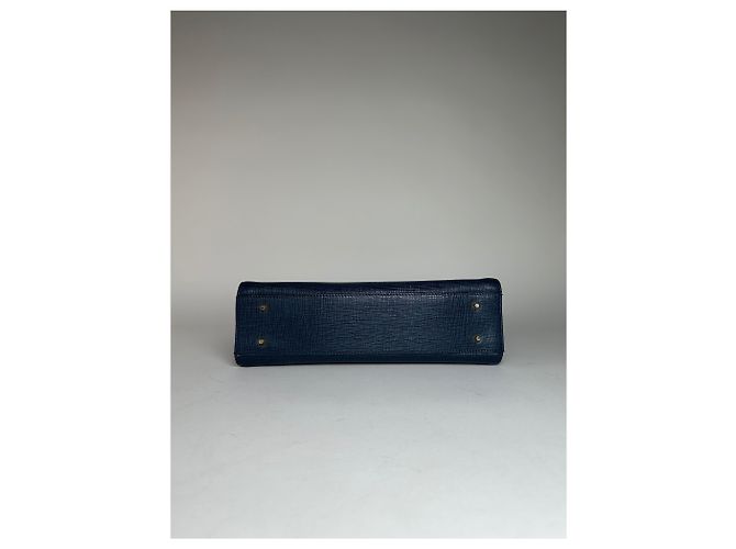 Vintage Courreges Lederhandtasche Blau - Ansicht 7