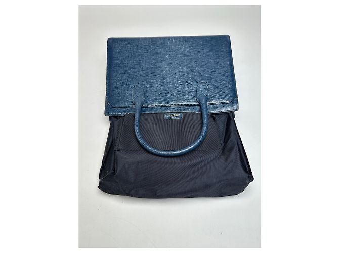 Vintage Courreges Lederhandtasche Blau - Ansicht 8