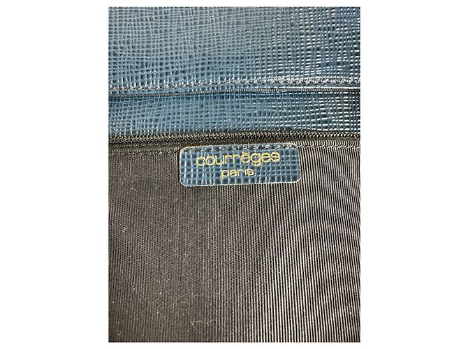 Vintage Courreges Lederhandtasche Blau - Ansicht 9