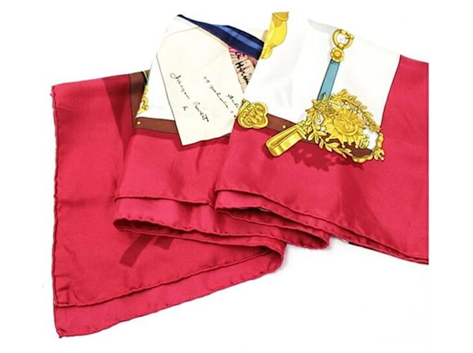 Sciarpa in seta Hermès Carré 90 Memorie d' Bianco Rosso - vista 8