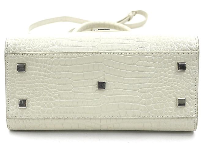 Borsa in pelle avorio Saint Laurent Crudo - vista 4