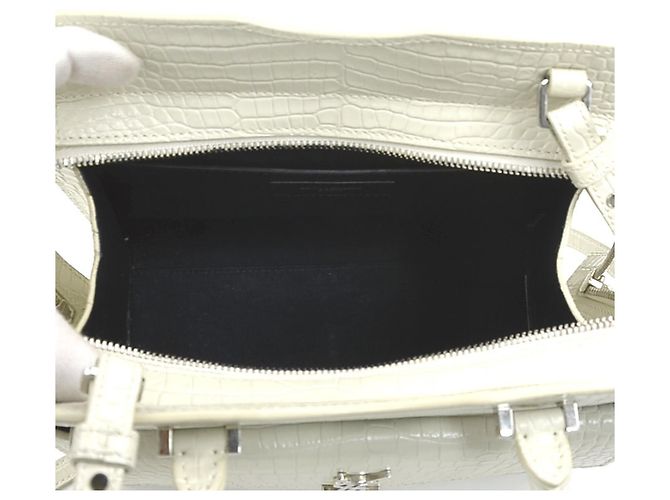 Borsa in pelle avorio Saint Laurent Crudo - vista 5