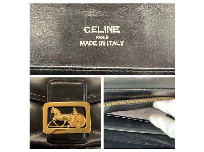 Céline Borsa a spalla in pelle nera Celine Carriage Hardware Nero - vista 3