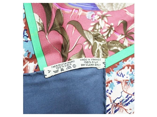 Sciarpa in seta Hermès Carré 90 TROPIQUES Blu Porpora - vista 5