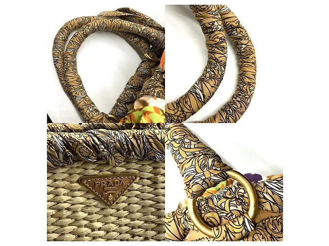 Borsa in rafia con frange Prada - vista 4