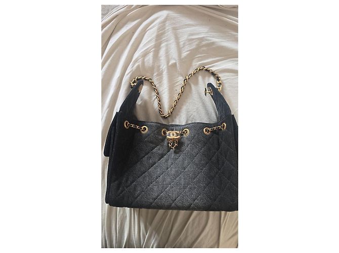 Timeless Borsa a mano Chanel 25 Small in denim nero - vista 17