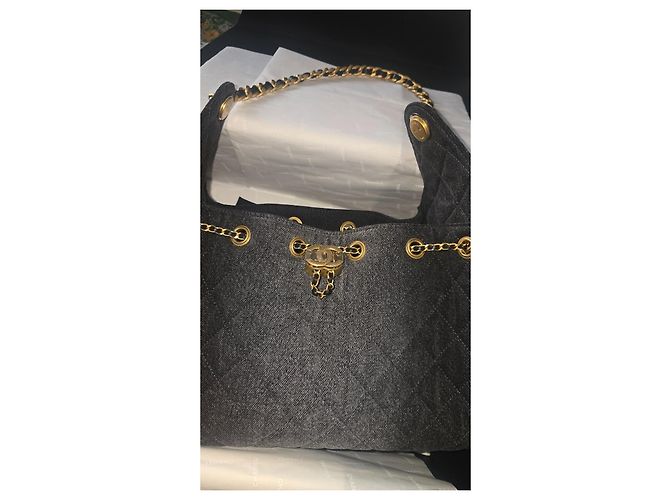 Timeless Borsa a mano Chanel 25 Small in denim nero - vista 8
