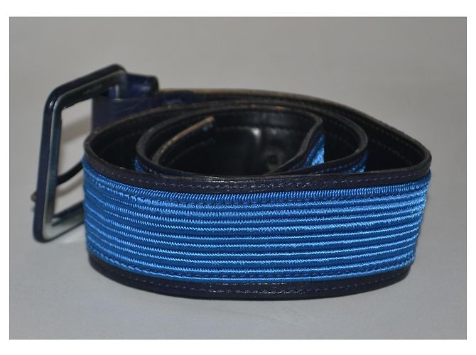 Missoni Gürtel aus Leder und Canvas Schwarz Blau 75 cm - Ansicht 2