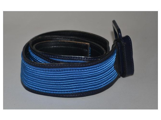 Missoni Gürtel aus Leder und Canvas Schwarz Blau 75 cm - Ansicht 3