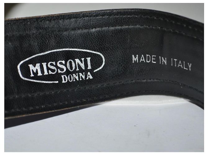 Missoni Gürtel aus Leder und Canvas Schwarz Blau 75 cm - Ansicht 4