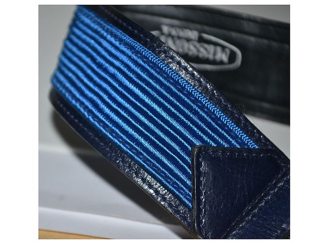 Missoni Gürtel aus Leder und Canvas Schwarz Blau 75 cm - Ansicht 5