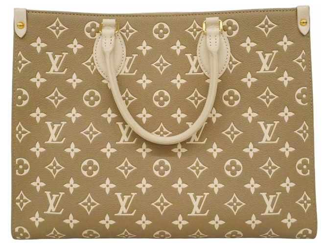 Borsa tote OnTheGo MM in Monogram Empreinte Louis Vuitton Beige Cachi - vista 8