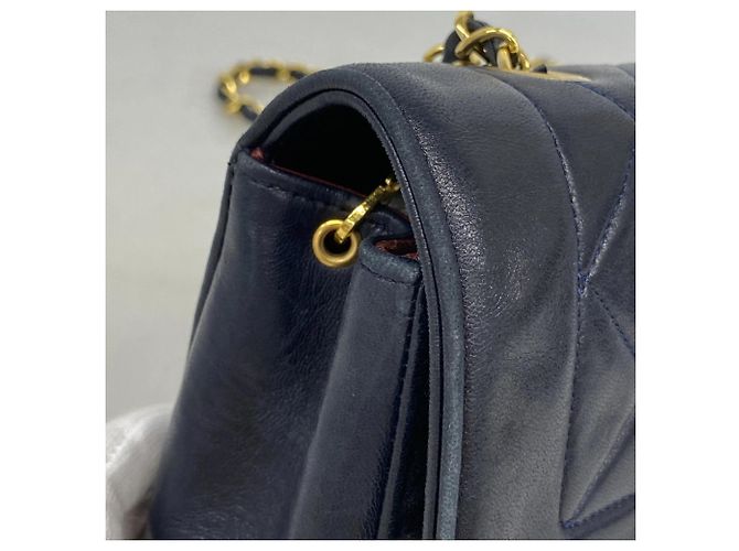 Borsa a Spalla Chanel Diana Chain Blu navy - vista 8