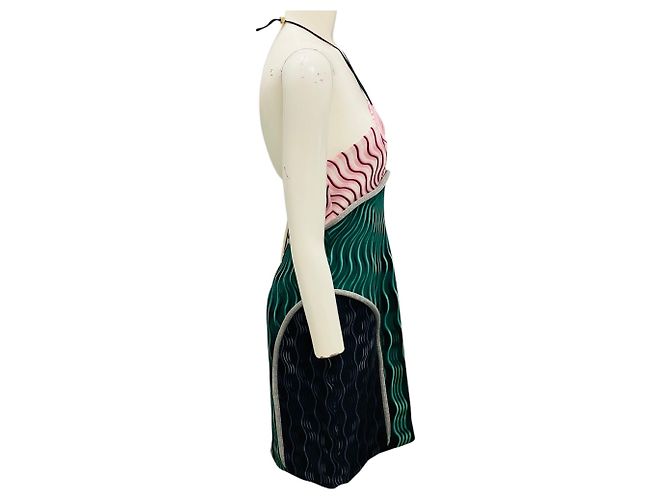 Abito mini halter stampato multicolore rosa / verde di Mary Katrantzou - vista 2