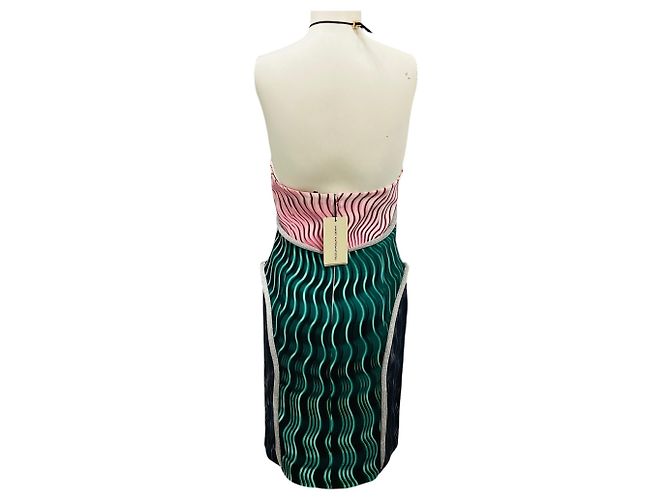 Abito mini halter stampato multicolore rosa / verde di Mary Katrantzou - vista 3