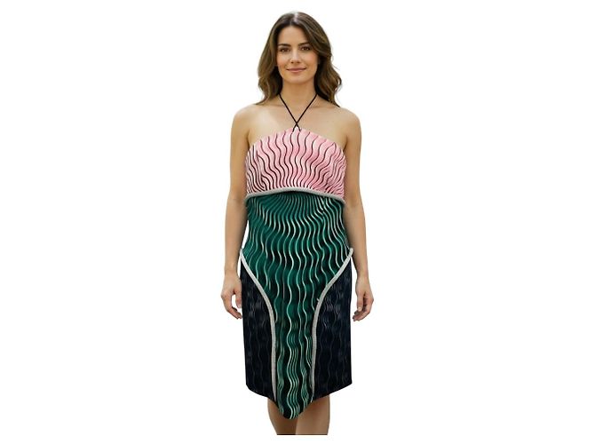 Abito mini halter stampato multicolore rosa / verde di Mary Katrantzou - vista 6