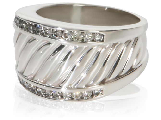 David Yurman Sterling Silver Diamond Cigar Ring - view 2