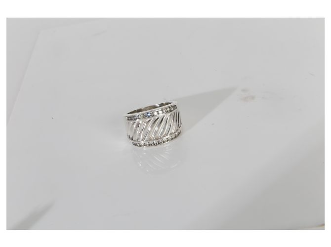 David Yurman Sterling Silver Diamond Cigar Ring - view 5