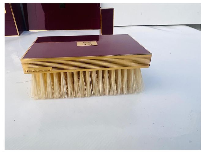 Hermès Beauty case in pelle bordeaux Nero - vista 14