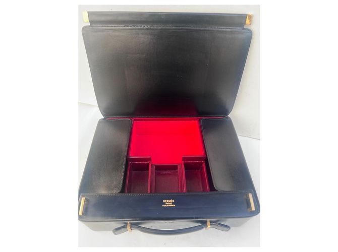 Hermès Beauty case in pelle bordeaux Nero - vista 9