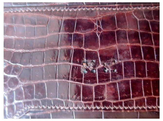 Portefeuille Hermès en cuir de crocodile porosus marron - vue 12