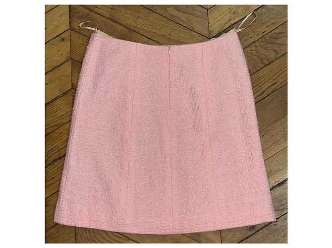 Falda de tweed Chanel rosa Barbie Beige - vista 2