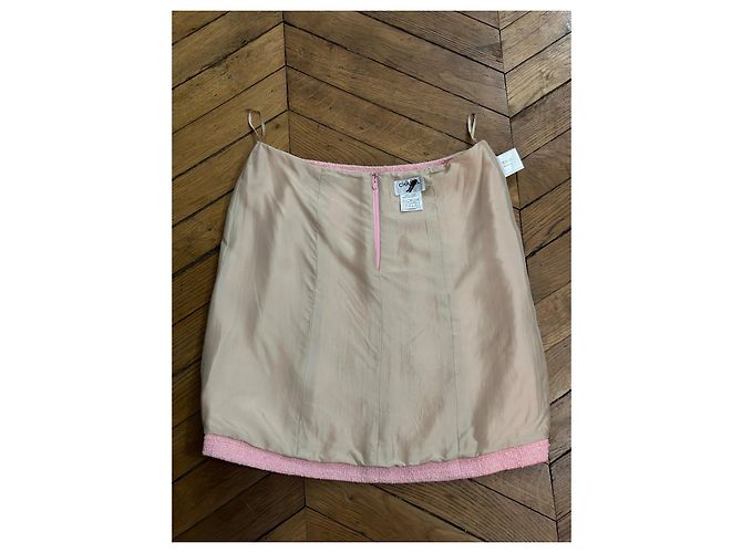 Falda de tweed Chanel rosa Barbie Beige - vista 3