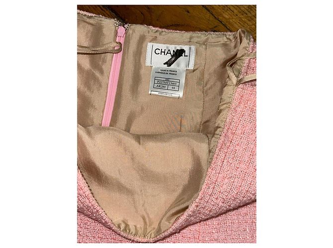Falda de tweed Chanel rosa Barbie Beige - vista 6