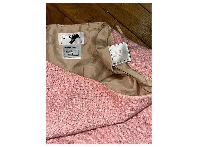 Falda de tweed Chanel rosa Barbie Beige - vista 7