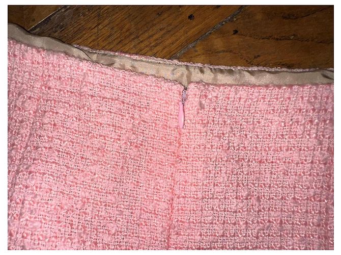 Falda de tweed Chanel rosa Barbie Beige - vista 8