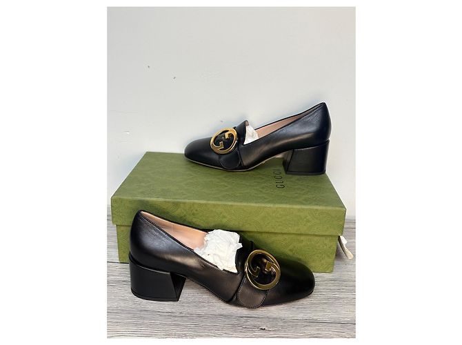 Mocassini in pelle nera Horsebit Gucci Nero - vista 2