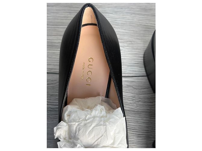 Mocassini in pelle nera Horsebit Gucci Nero - vista 6
