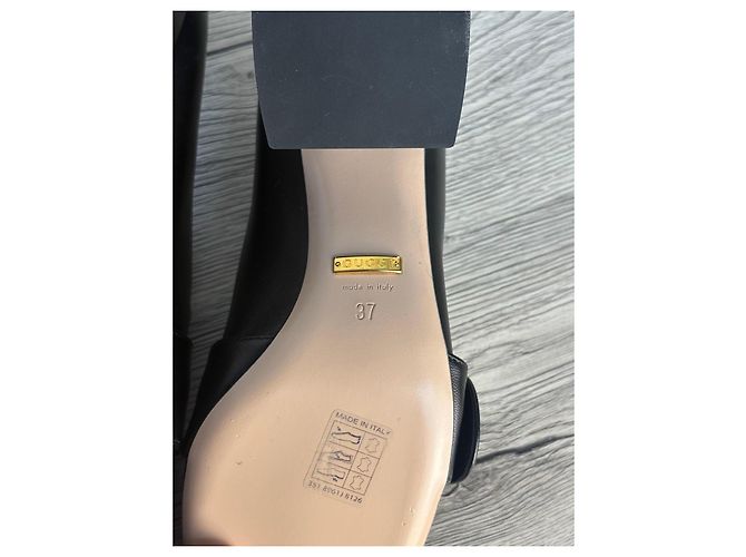 Mocassini in pelle nera Horsebit Gucci Nero - vista 7