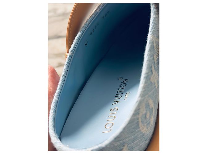 Zoccoli in denim Monogram Louis Vuitton Blu Marrone chiaro - vista 4