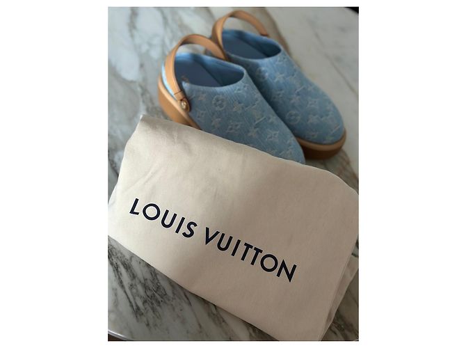 Zoccoli in denim Monogram Louis Vuitton Blu Marrone chiaro - vista 5