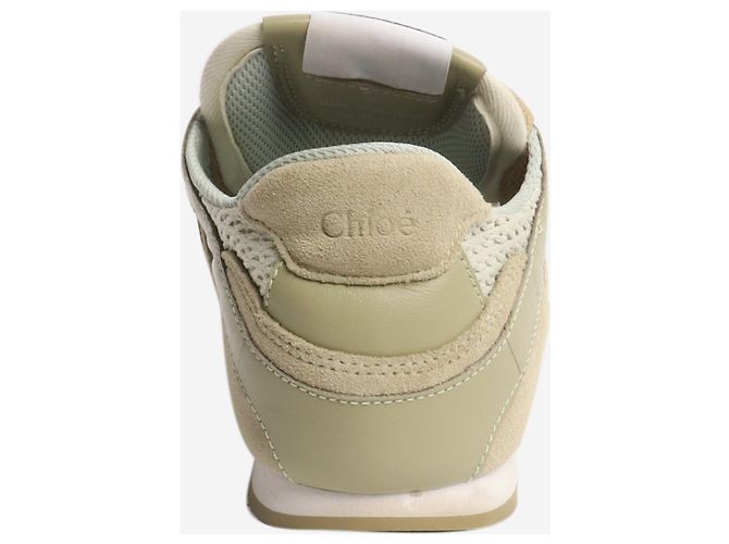 Chloé Armygrüne Kick-Mesh-Ledersneaker - Größe EU 38 - Ansicht 3